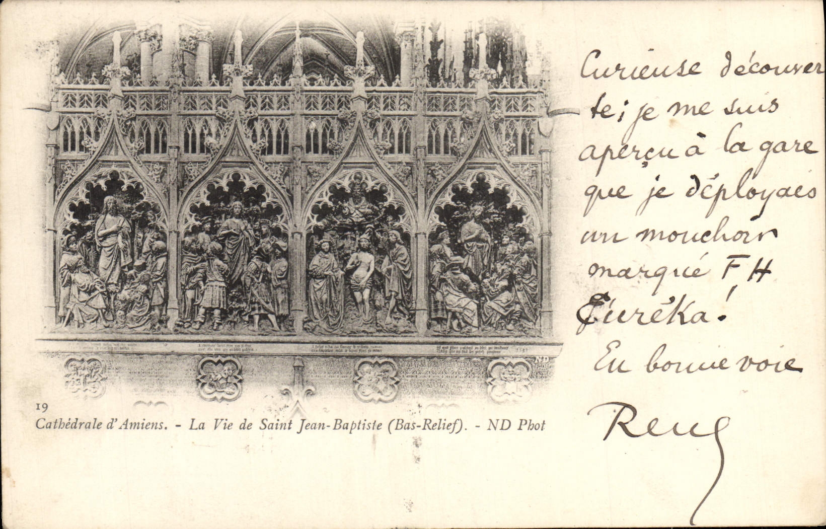 VINTAGE POSTCARD Cathedral Of Amiens life of Saint Jean Baptist