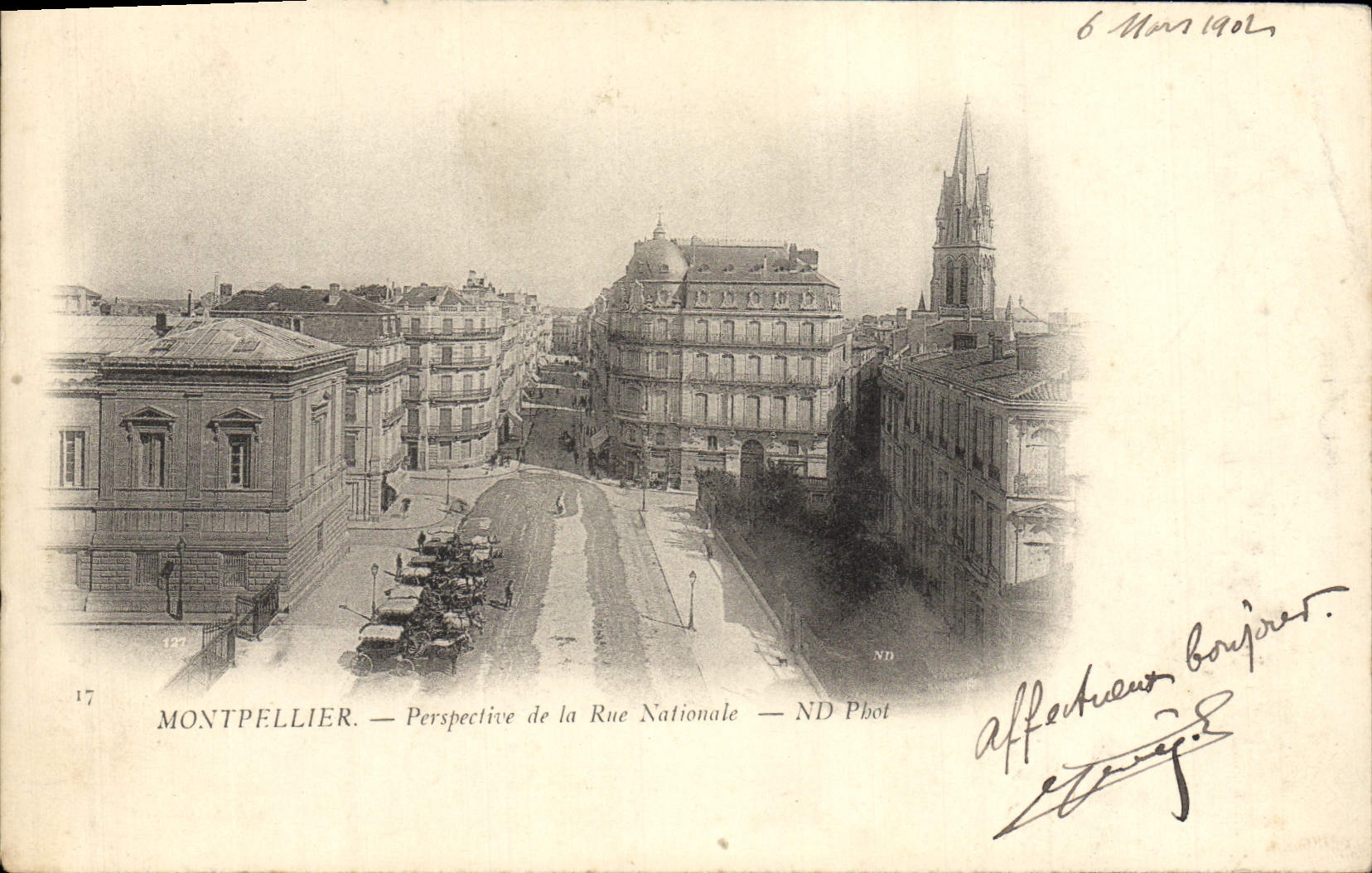 CPA Montpellier Perspective de la Rue Nationale