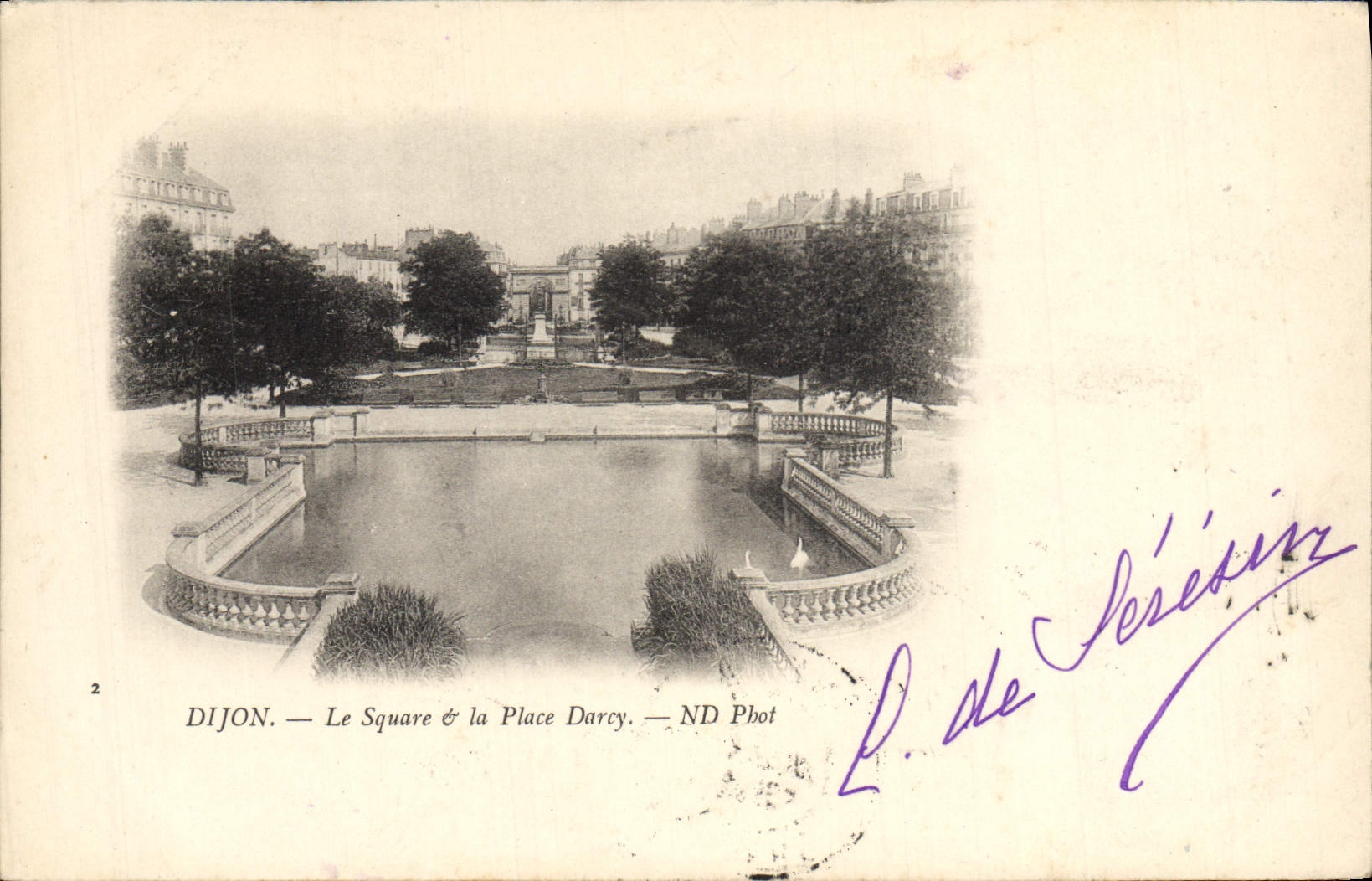 VINTAGE POSTCARD Dijon the Public garden the Place Darcy