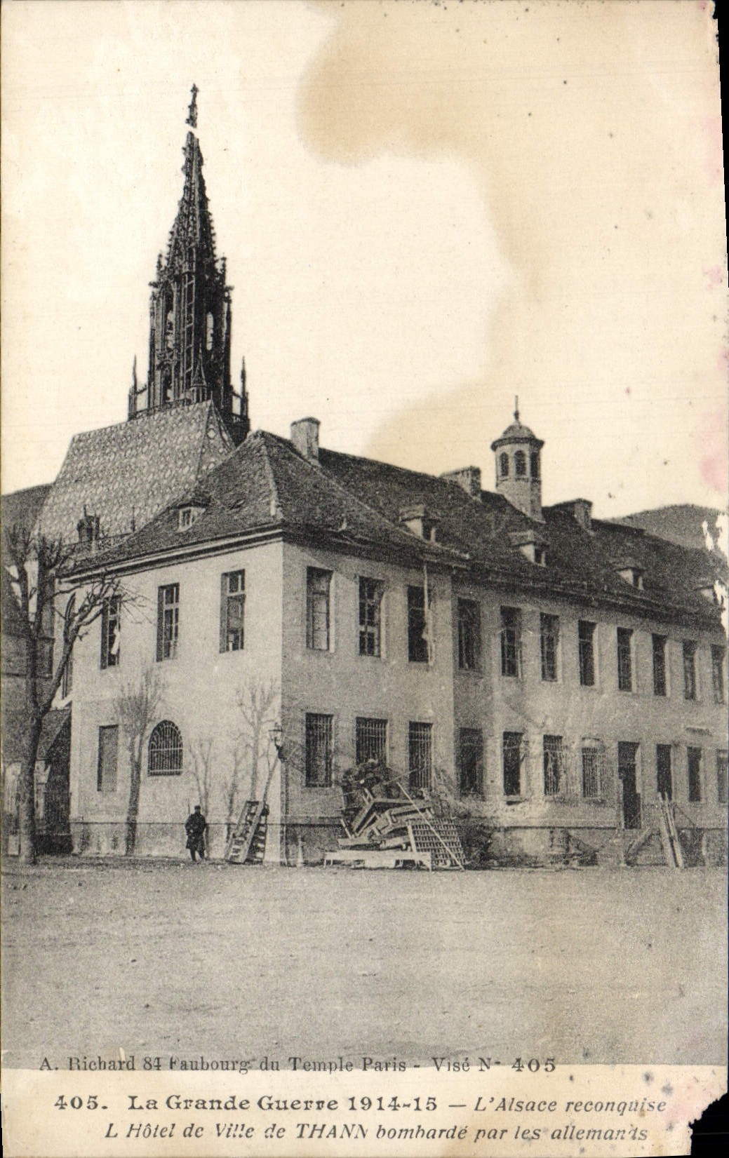 VINTAGE POSTCARD the Great War Alsace the Town hall of Thann