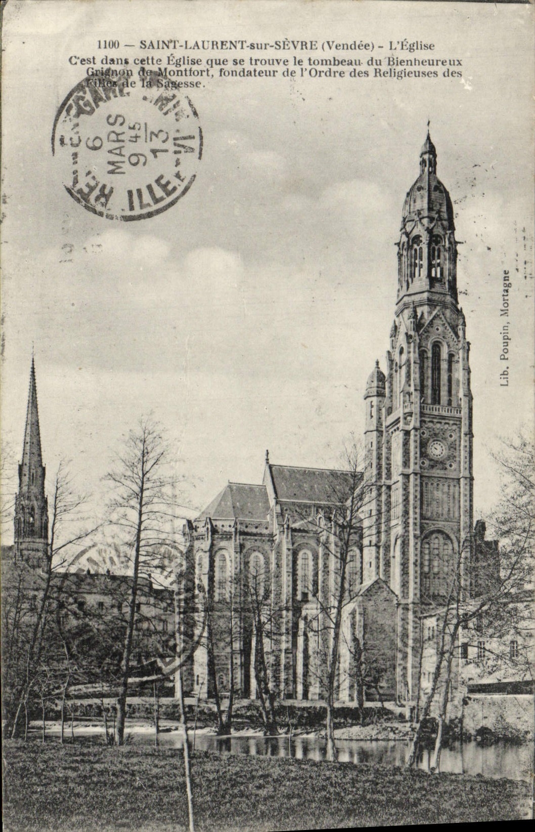 La POSTAL Saint Laurent de la VENDIMIA encendido separa la iglesia