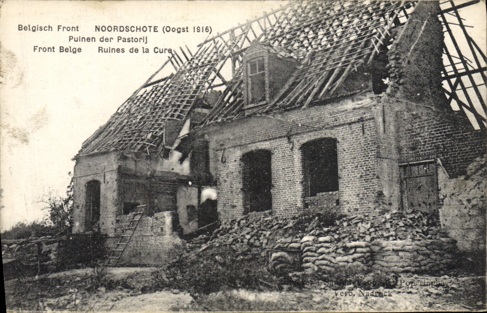 CPA Noordschote Ruines de la Cure Militaria