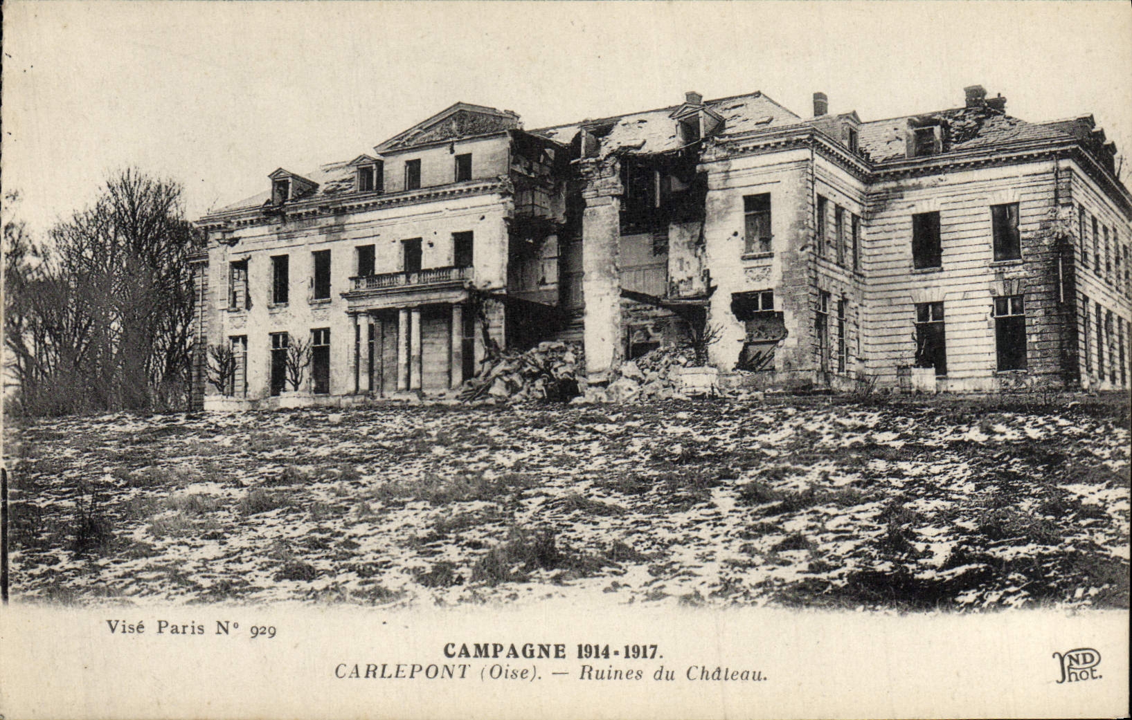 CPA Carlepont Ruines Du Chateau Militaria