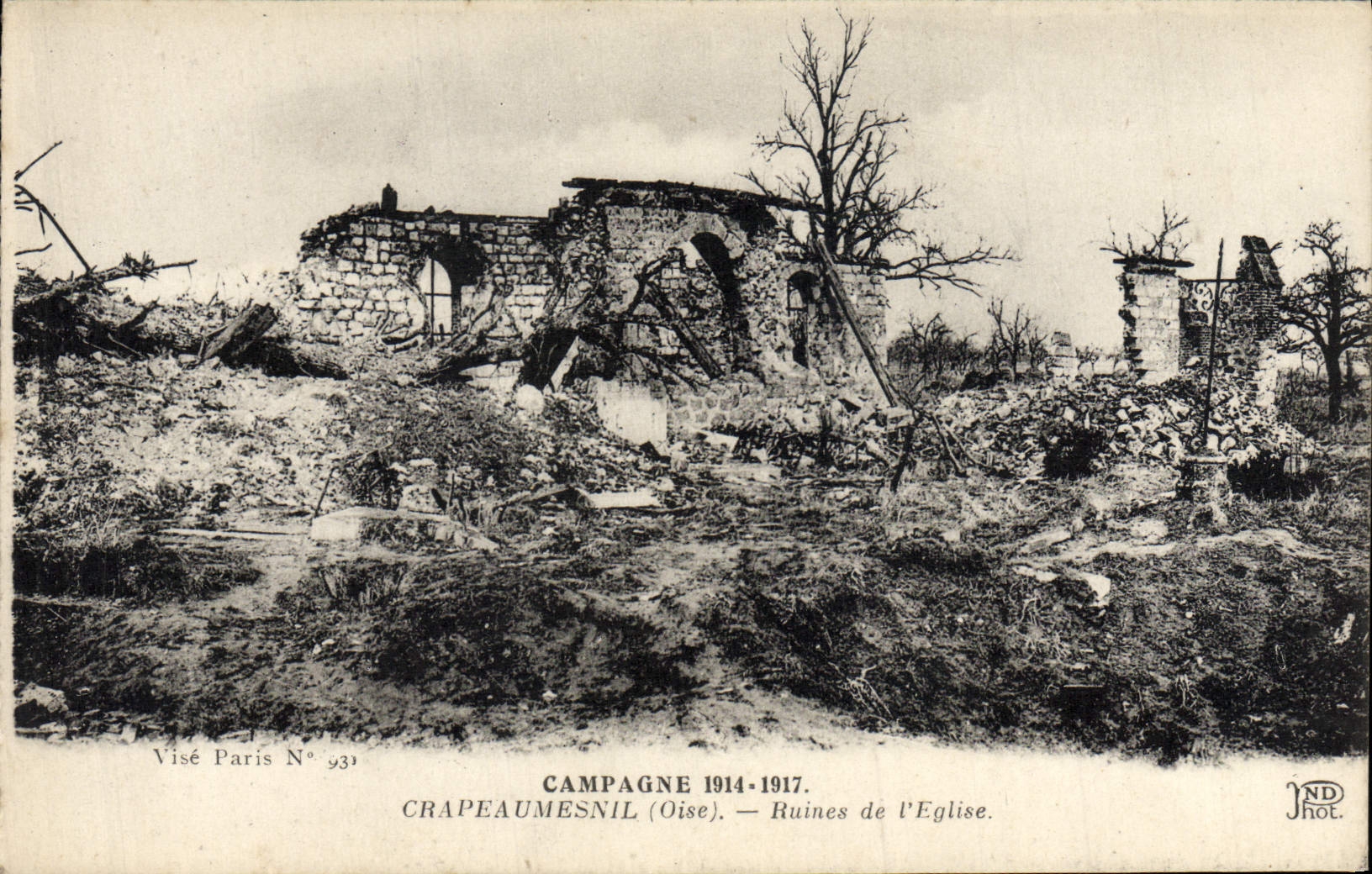 Ruinas de Crapeaumesnil de la POSTAL de la VENDIMIA de la iglesia de Militaria