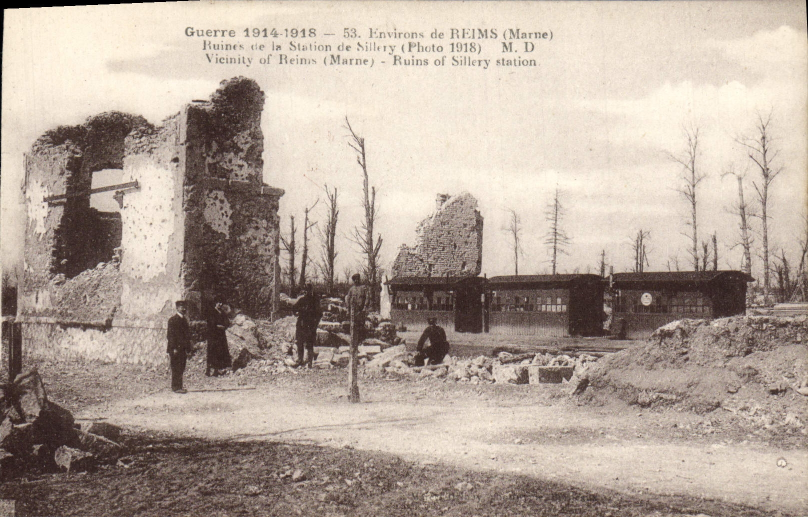 CPA Reims Environs Ruines de la station de Sillery Militaria