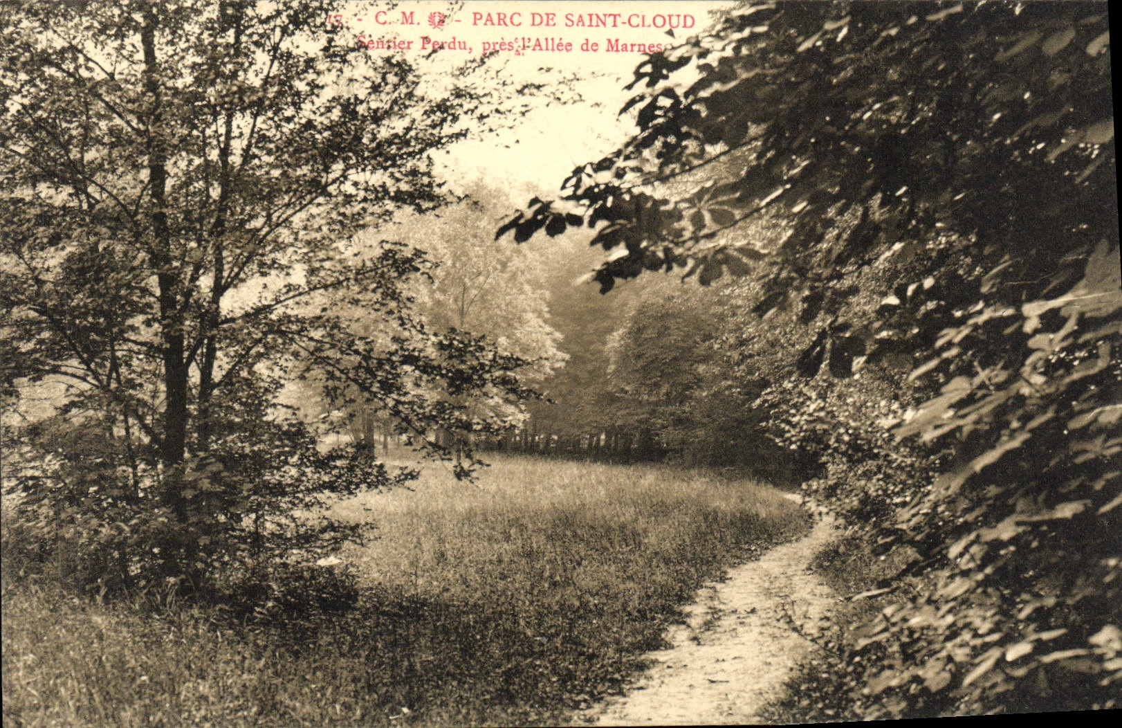 La trayectoria santa del parque de la nube de la POSTAL de la VENDIMIA perdió cerca el callejón de Marnes