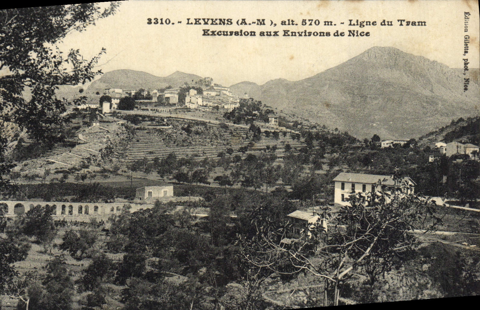 VINTAGE POSTCARD Levens Line of the Tram Excursion around Nice