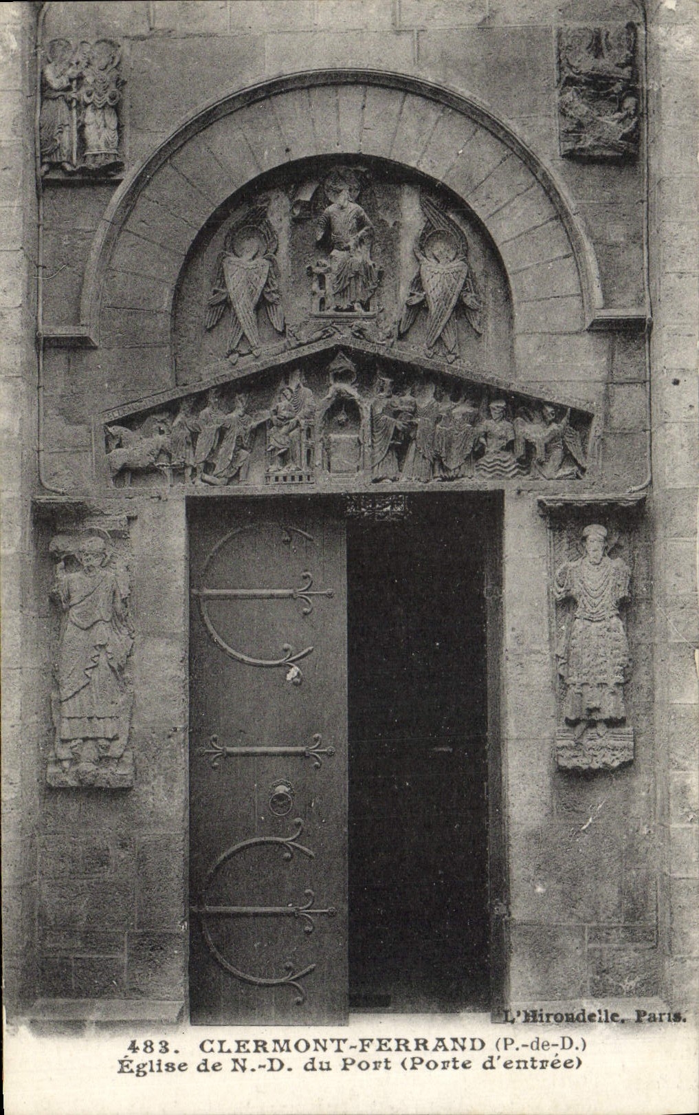 Iglesia de Clermont-Ferrand de la POSTAL de la VENDIMIA de Notre Dame de la puerta principal portuaria