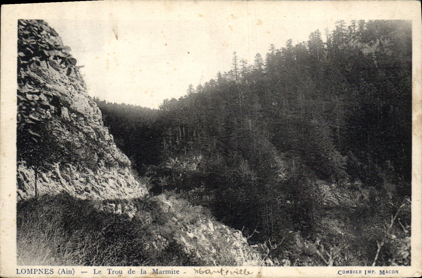 Agujero de Lompnes de la POSTAL de la VENDIMIA del pote