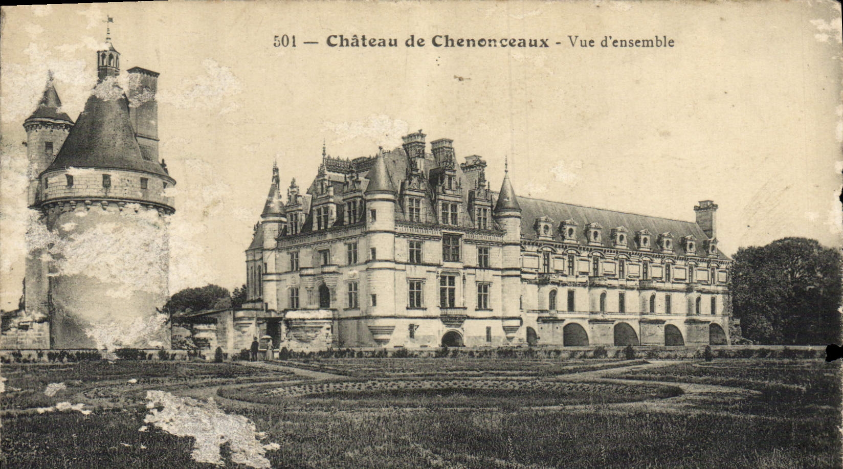 Castillo de la POSTAL de la VENDIMIA del cuadro total de Chenonceaux