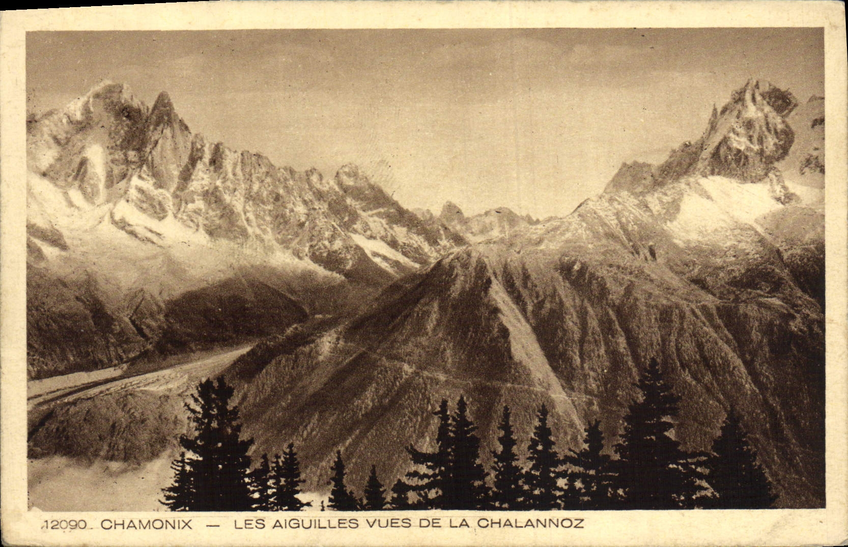 POSTAL Chamonix Chalannoz visto agujas de la VENDIMIA
