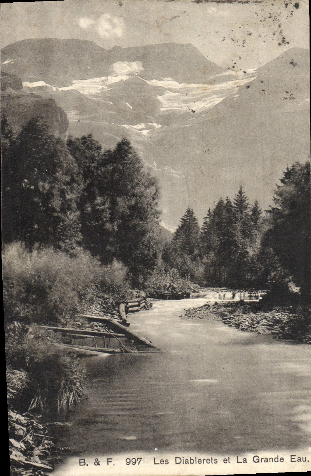 POSTAL Diablerets de la VENDIMIA y agua grande
