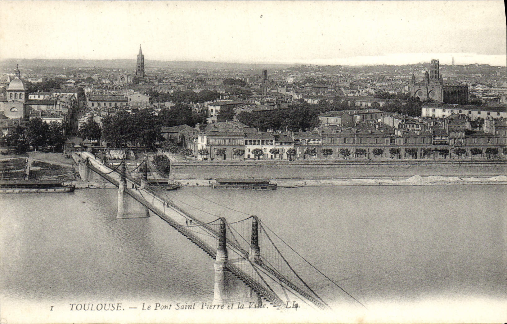 VINTAGE POSTCARD Toulouse the Bridge Saint Pierre and Transfers it
