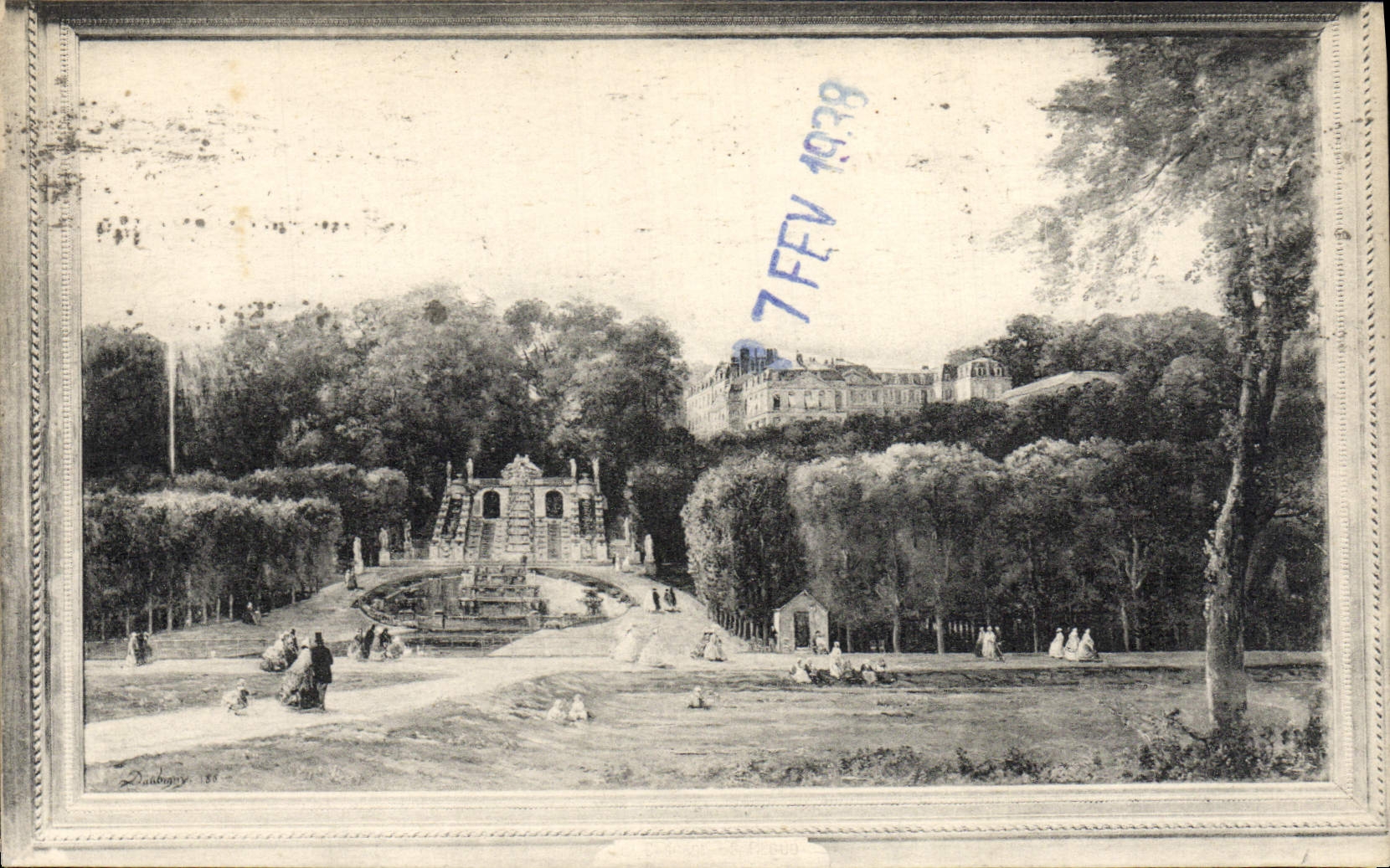 Cascadas de Daubigny de la POSTAL de la VENDIMIA de la nube Saint