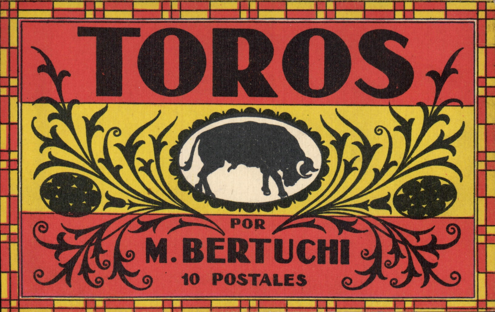 VINTAGE POSTCARD Toros Bull