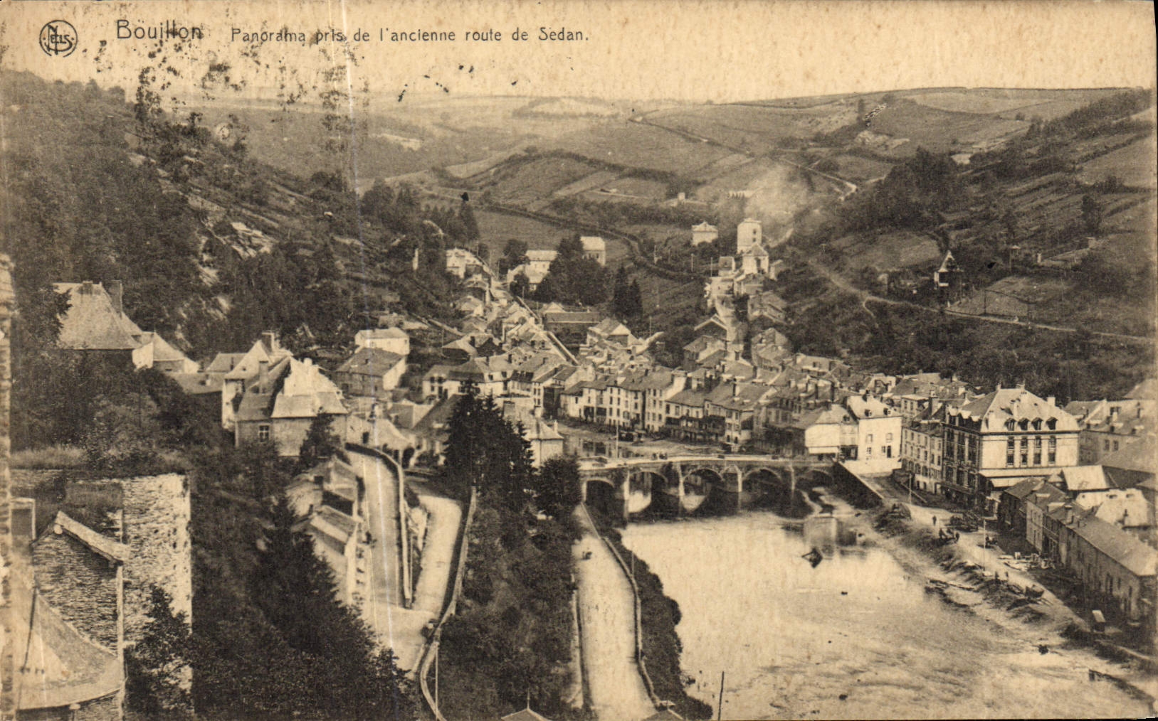 VINTAGE POSTCARD Bubble Panorama taken of the Old road of Sedan