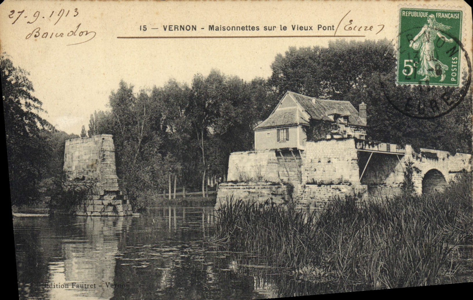 CPA Vernon Maisonnettes sur le Vieux Pont