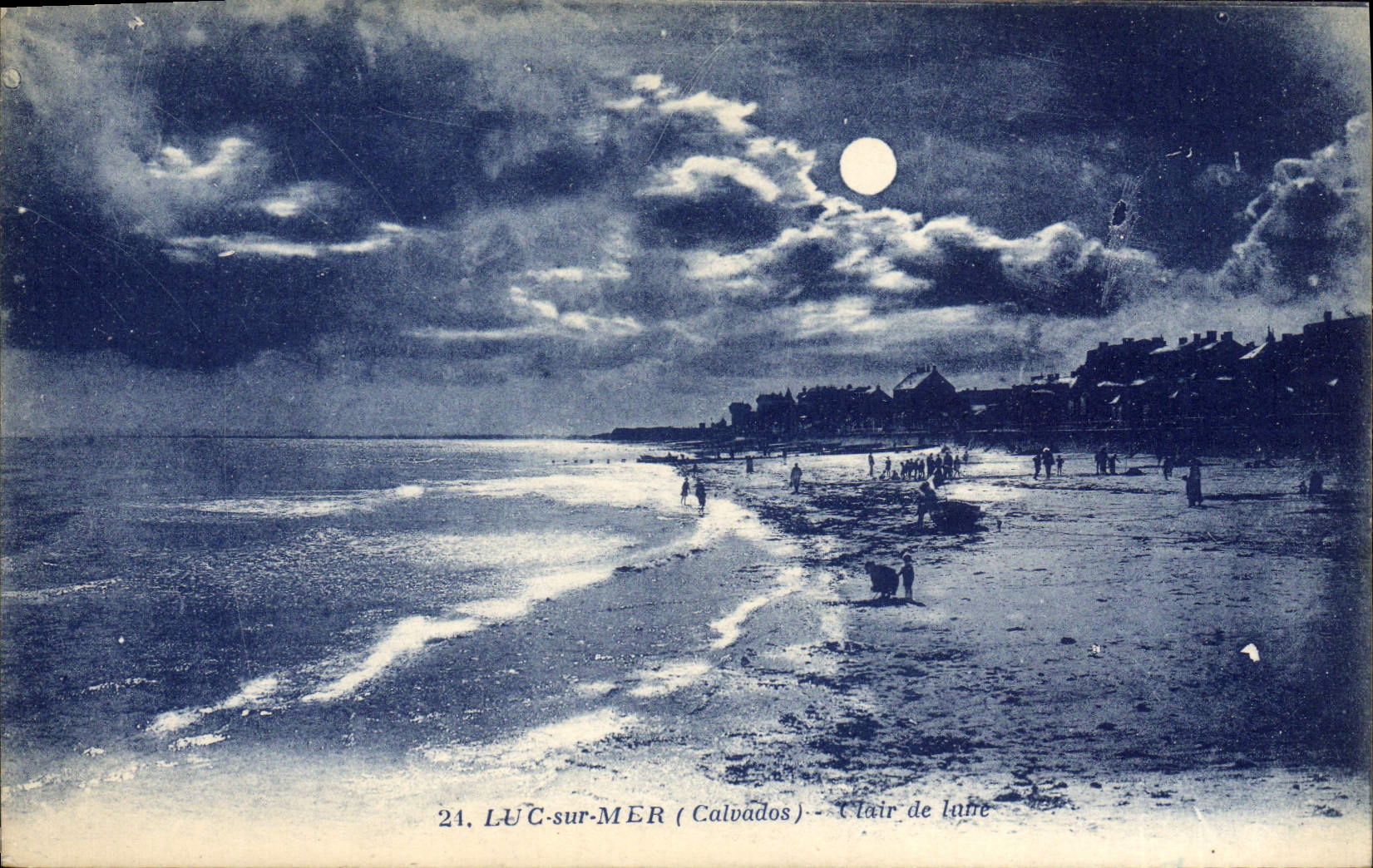 VINTAGE POSTCARD Moonlight Luc On Sea