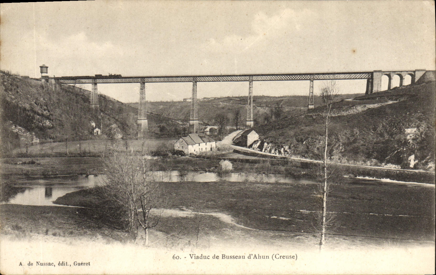 VINTAGE POSTCARD Viaduct of Busseau d' Ahun
