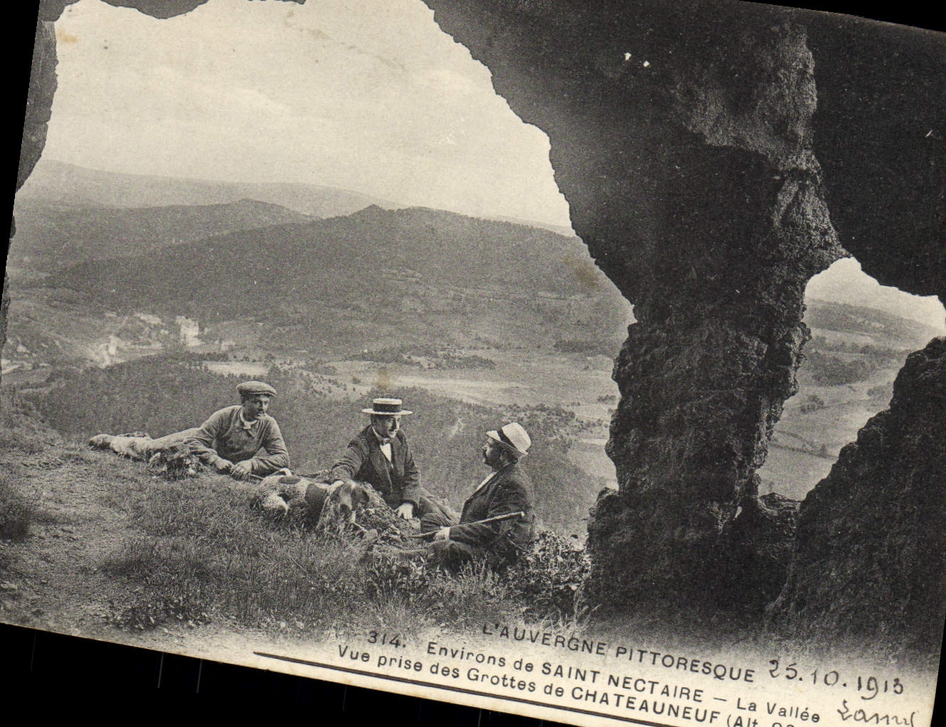 VINTAGE POSTCARD Picturesque Auvergne Surroundings of Saint Nectary the valley Seen from of the caves of Chateauneuf