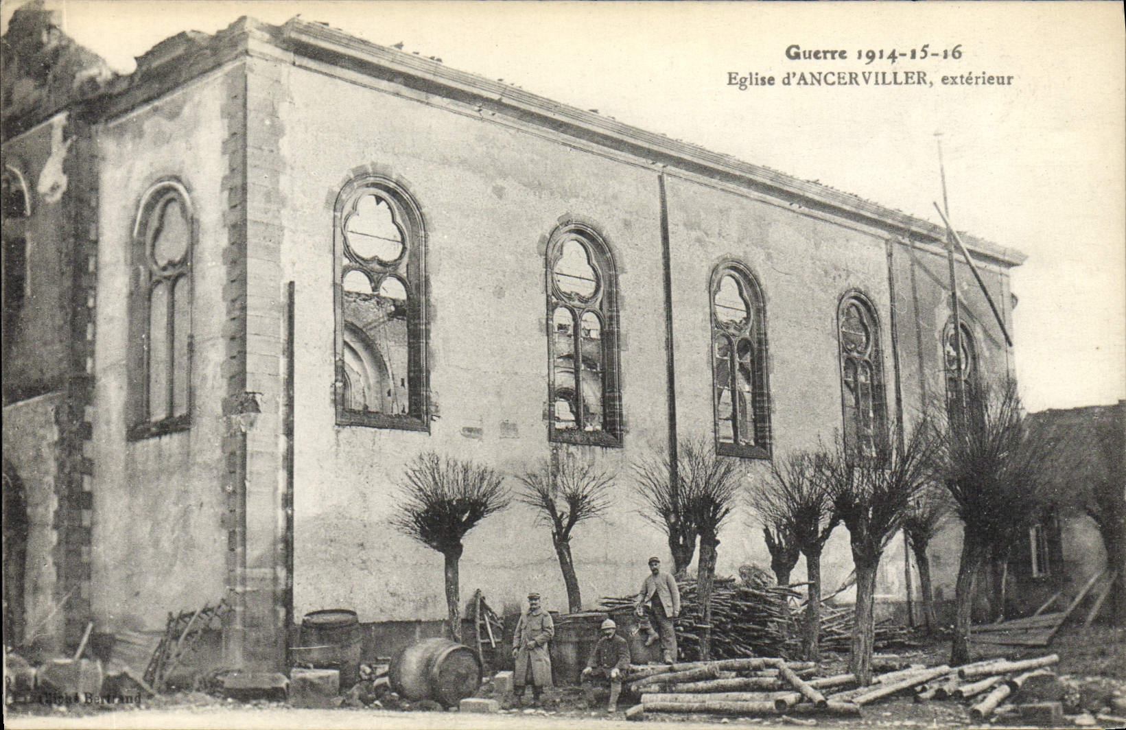 VINTAGE POSTCARD War Church of External Ancerviller Militaria