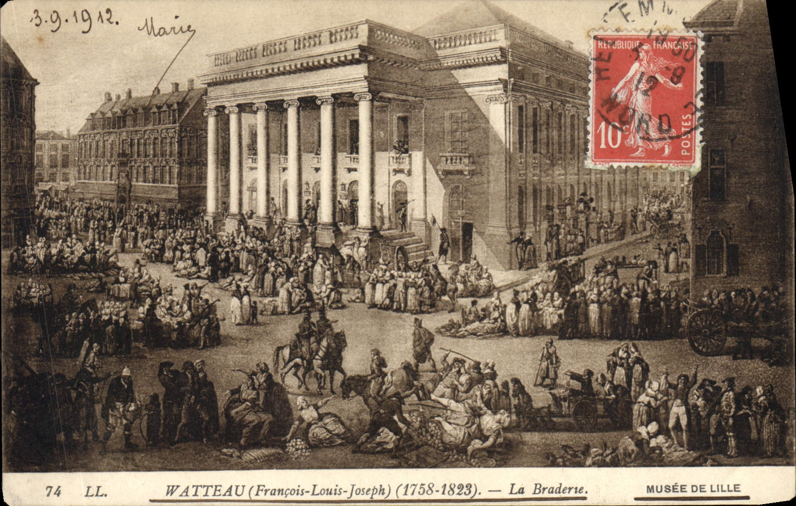 VINTAGE POSTCARD Watteau Barderie Museum of Lille