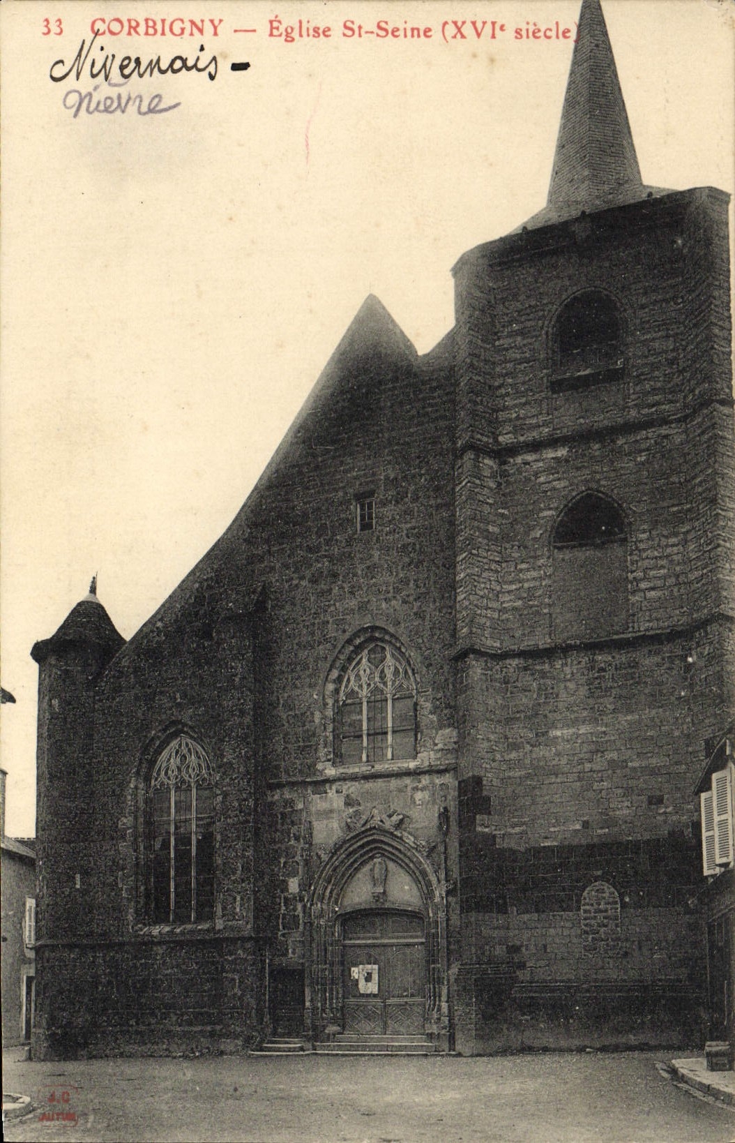 Iglesia Seine de Corbigny de la POSTAL de la VENDIMIA Saint
