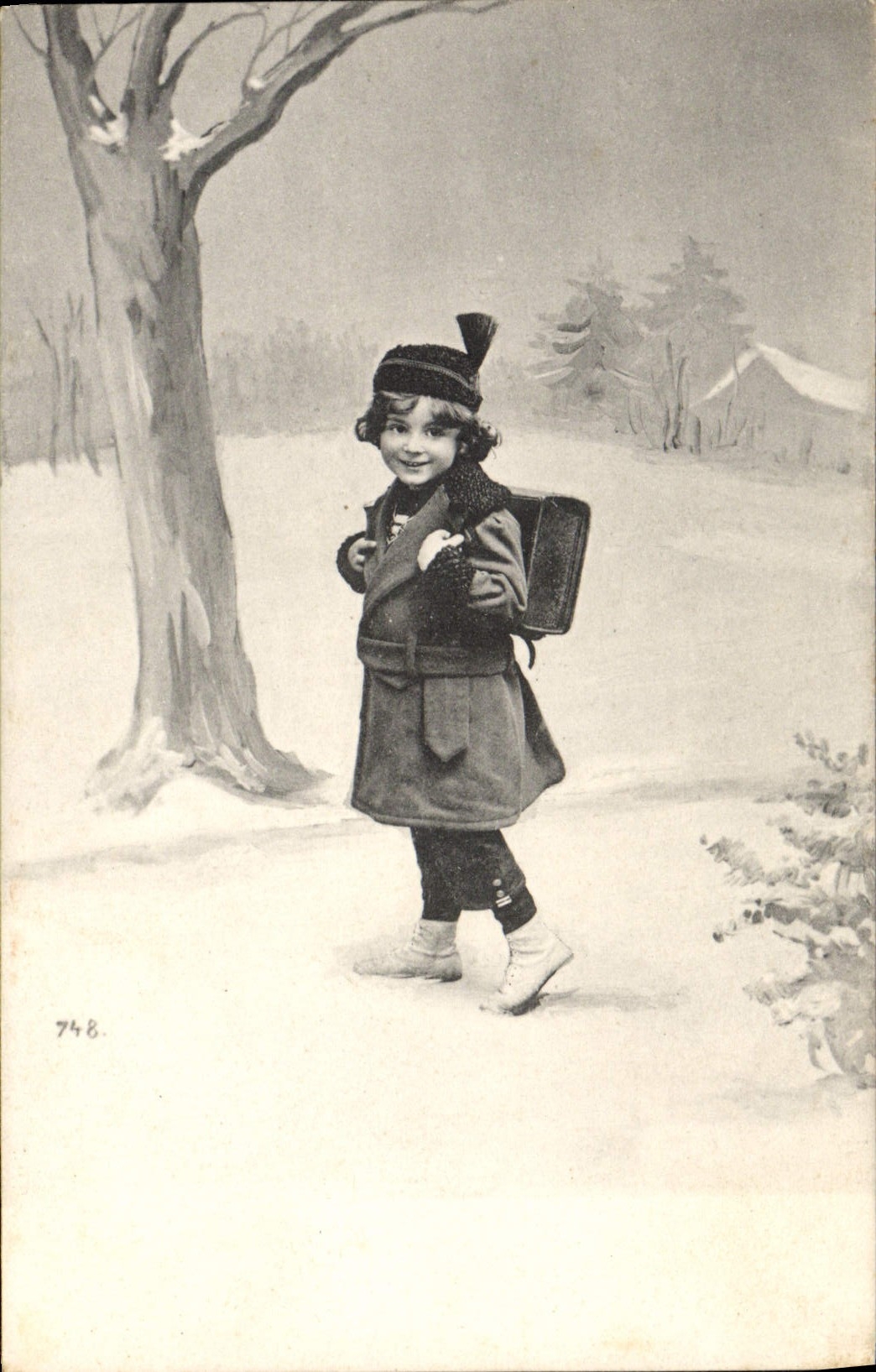 VINTAGE POSTCARD Fantasy Child Schoolboy