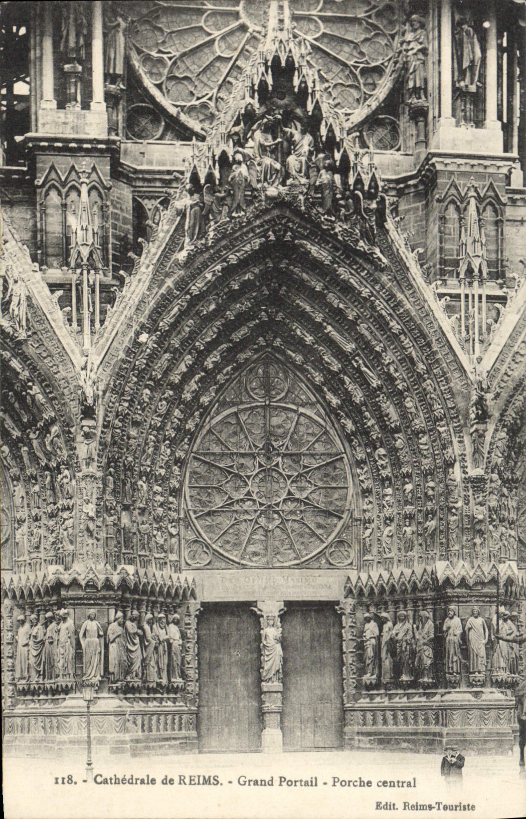 CPA Cathedrale de Reims Grand Portail Porche central