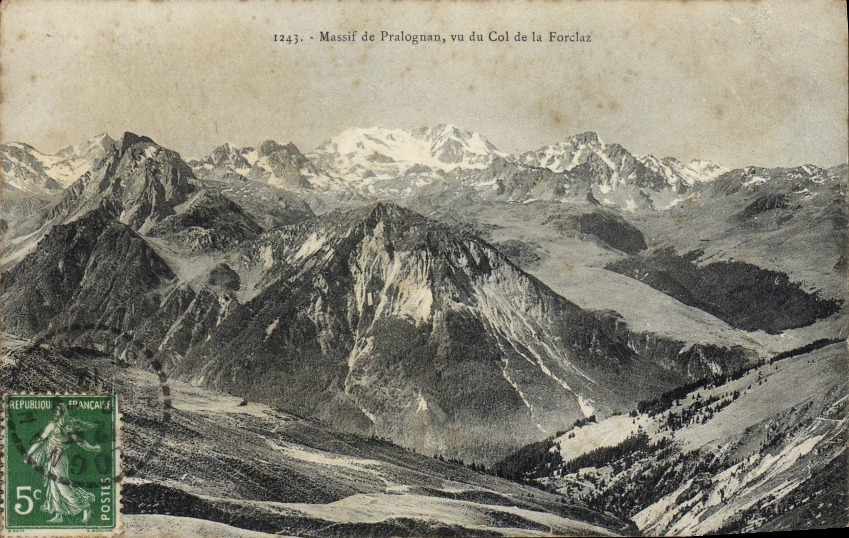 VINTAGE POSTCARD Massive of Pralognan seen of the Collar of Forelaz