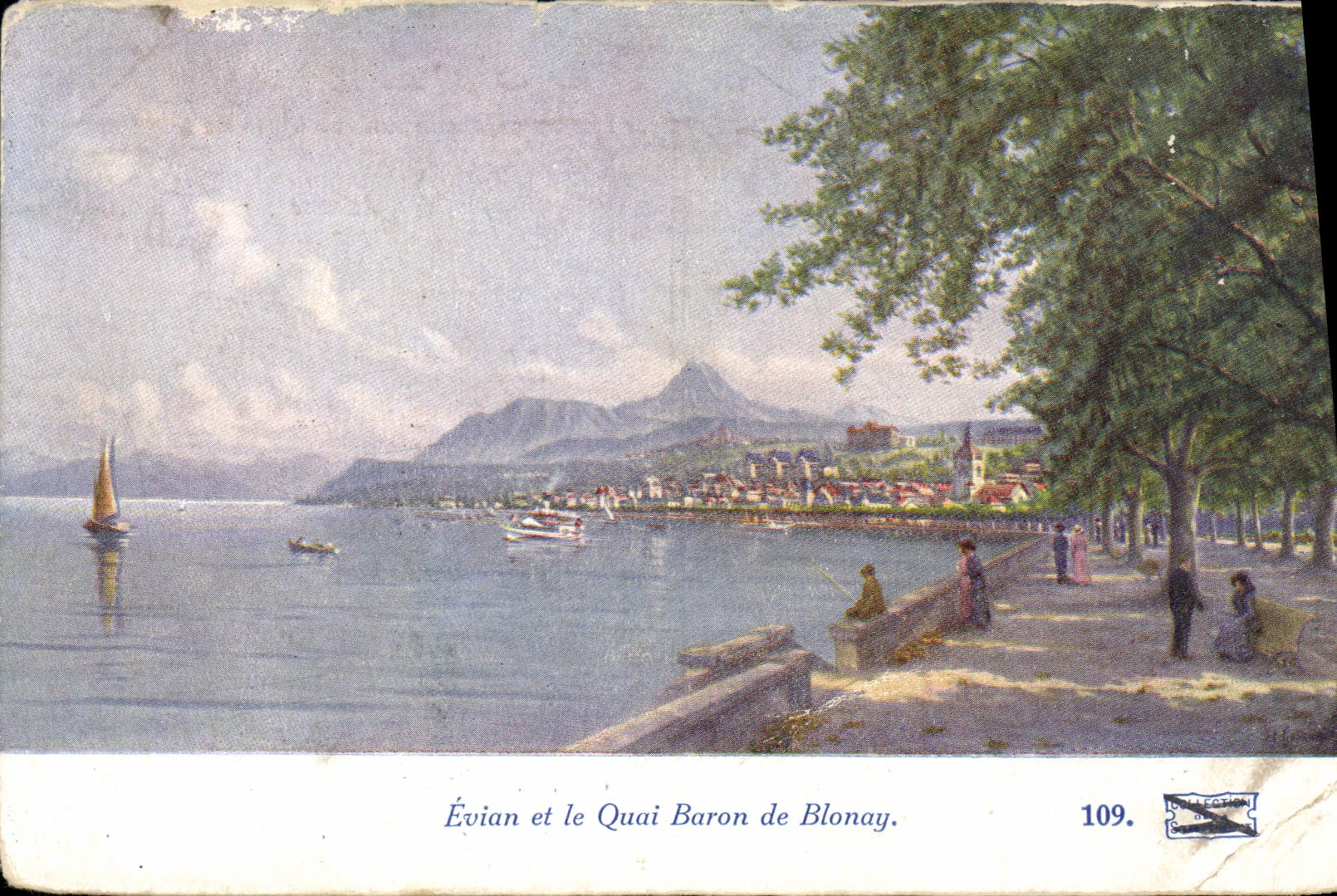 VINTAGE POSTCARD Evian and the Quay Baron de Blonay