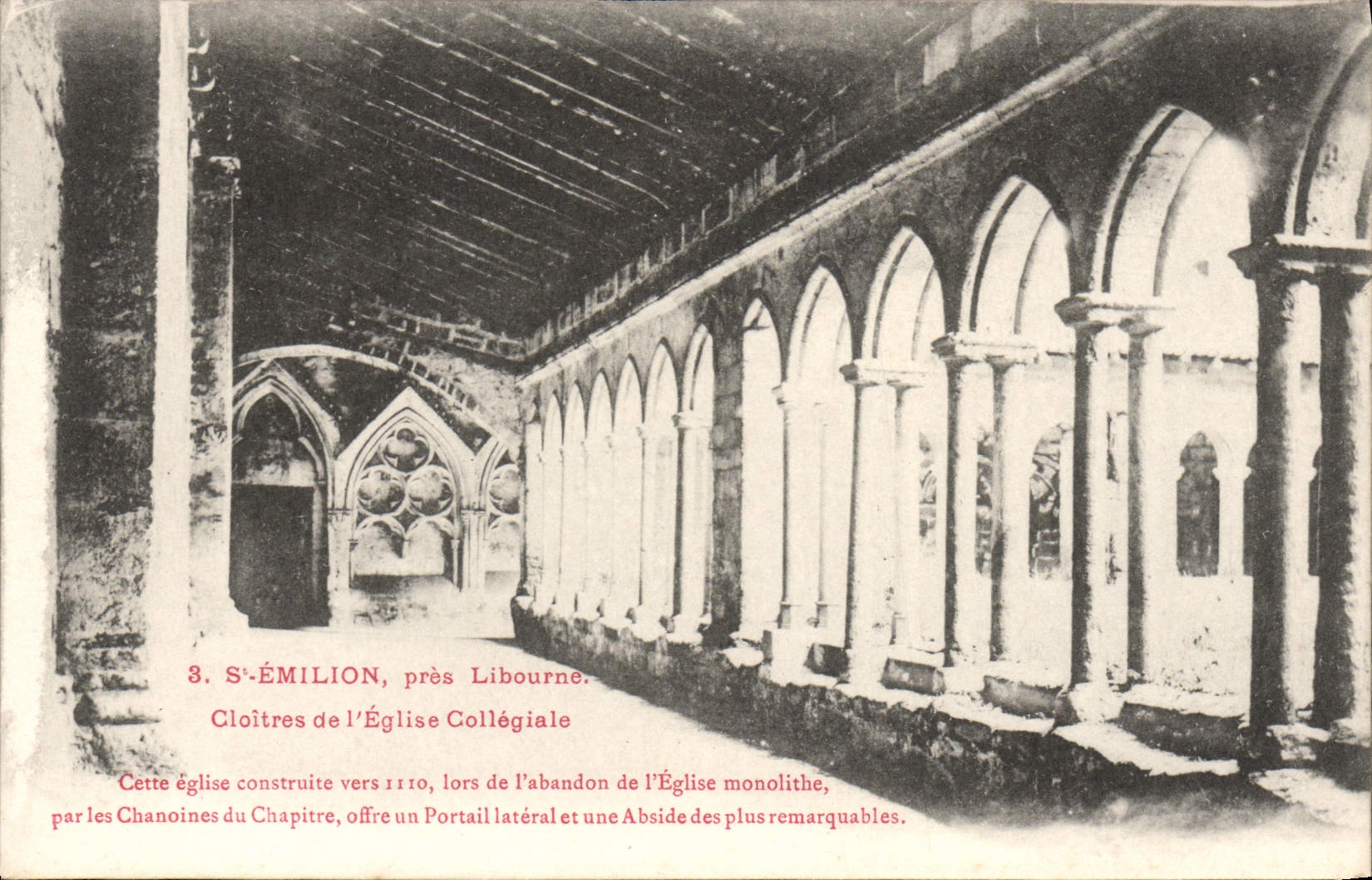 VINTAGE POSTCARD Holy Emilion Close Libourne Cloisters of the Collegiate Church