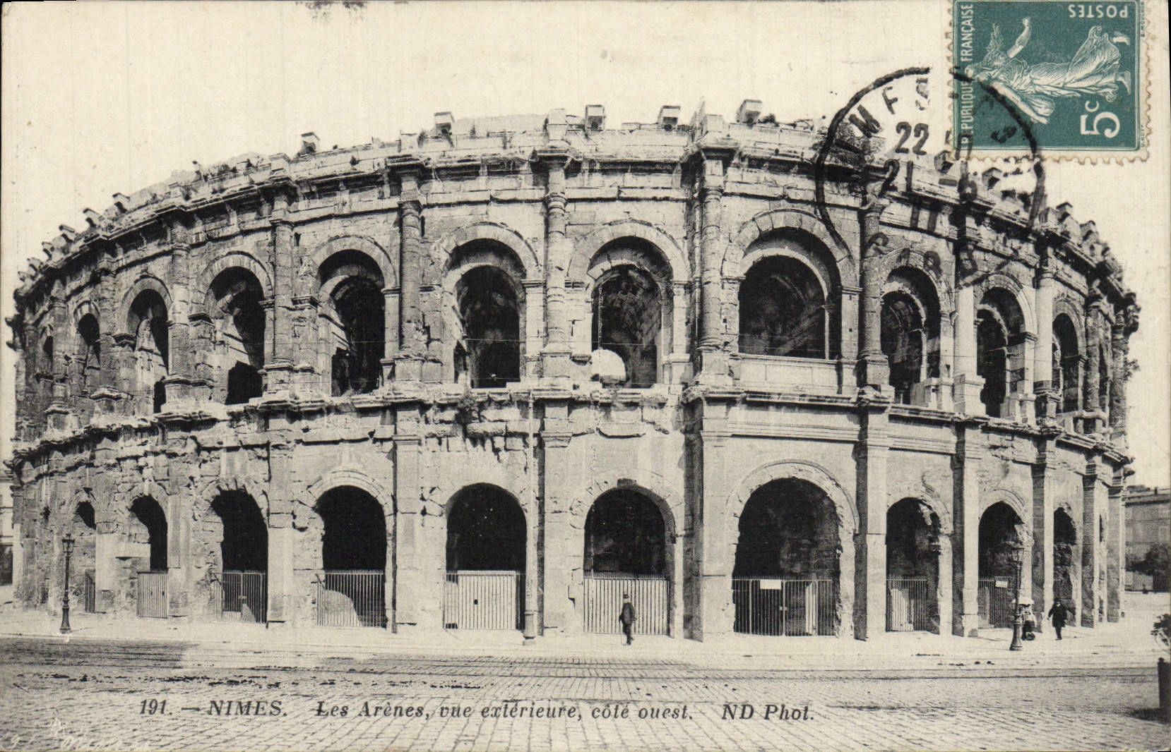 POSTAL Nimes de la VENDIMIA la costa oeste vista arena del exierieure