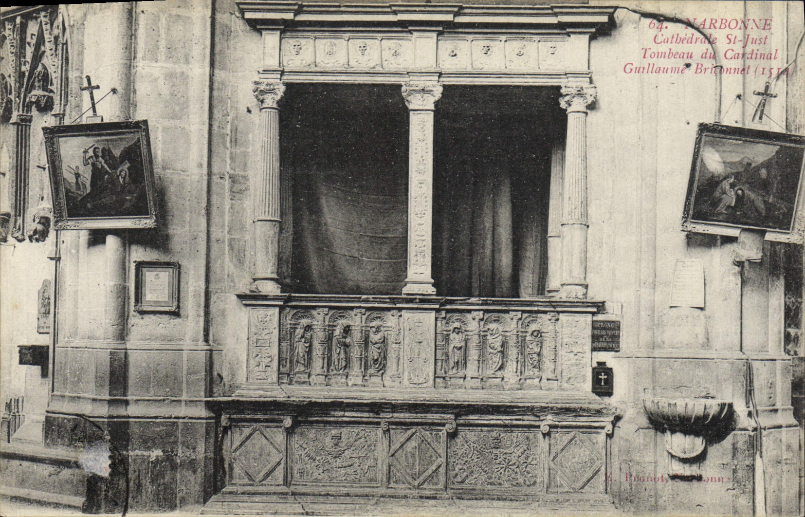 Tumba de la catedral de Narbonne de la POSTAL de la VENDIMIA Saint apenas del Guillermo cardinal Briconnet