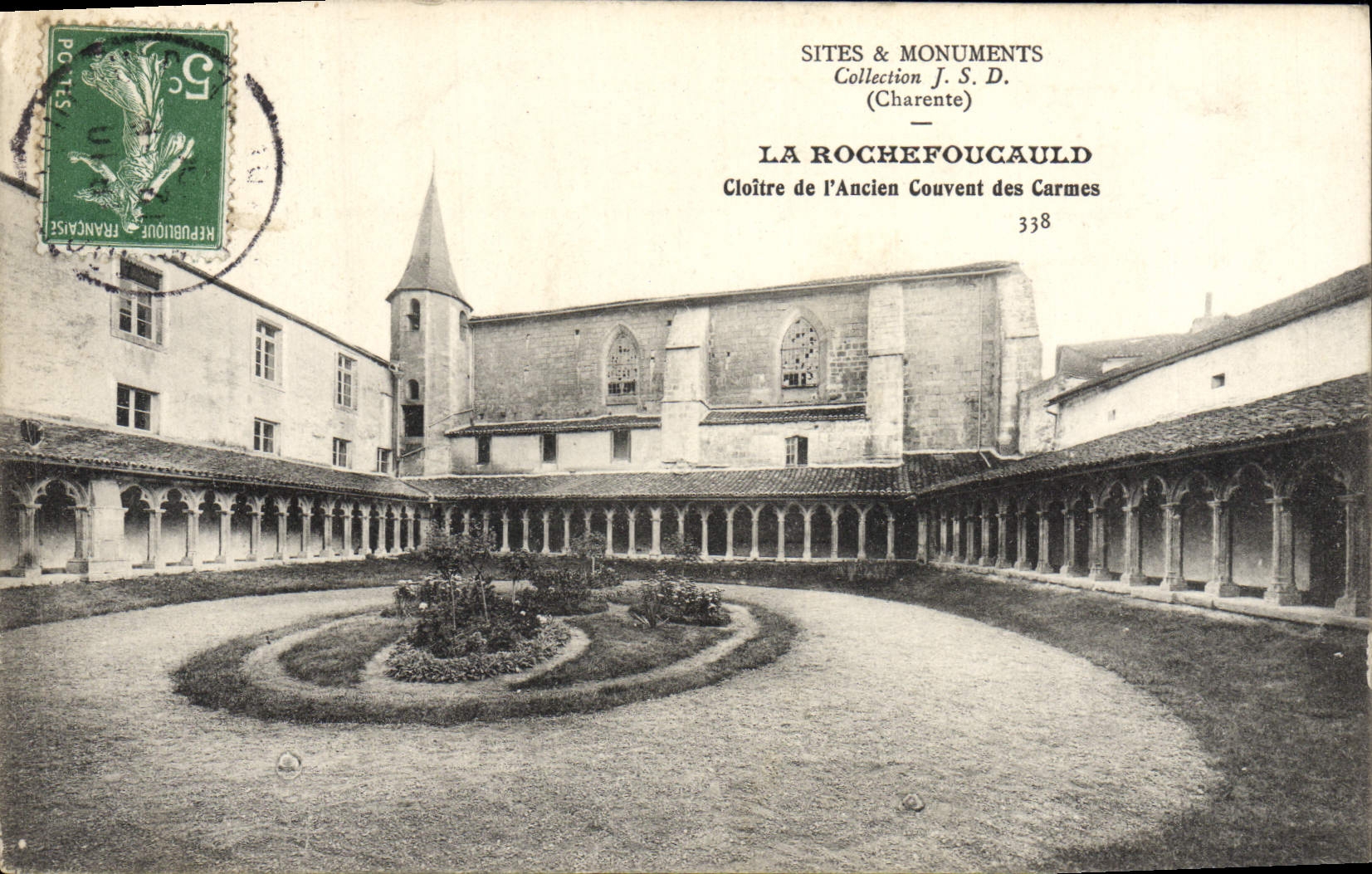 Claustro de Rochefoucauld de la POSTAL de la VENDIMIA del convento viejo de los frailes carmelitas