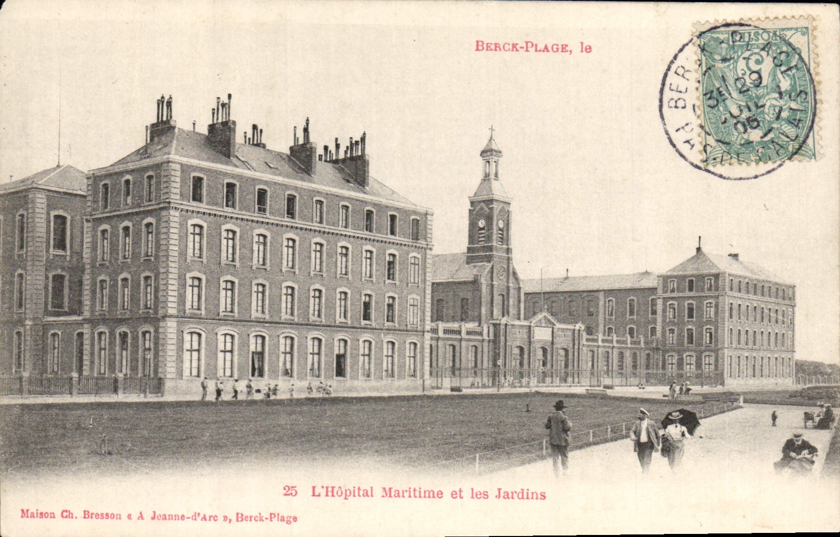 VINTAGE POSTCARD Berck Beach the Maritime Hospital and Gardens