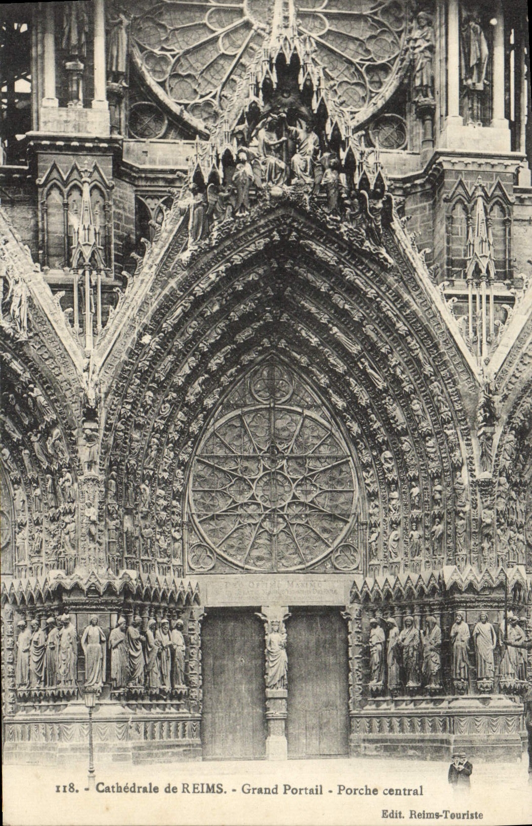 CPA Cathedrale de Reims Grand Portail Porche Central