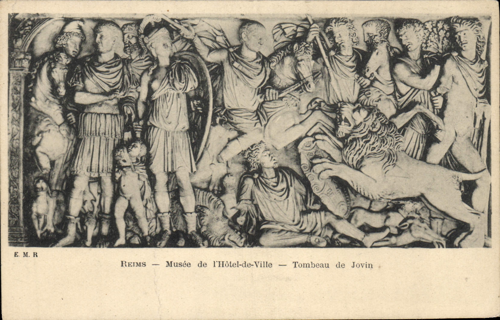 VINTAGE POSTCARD Rheims Museum of the Town hall Tomb of Jovin