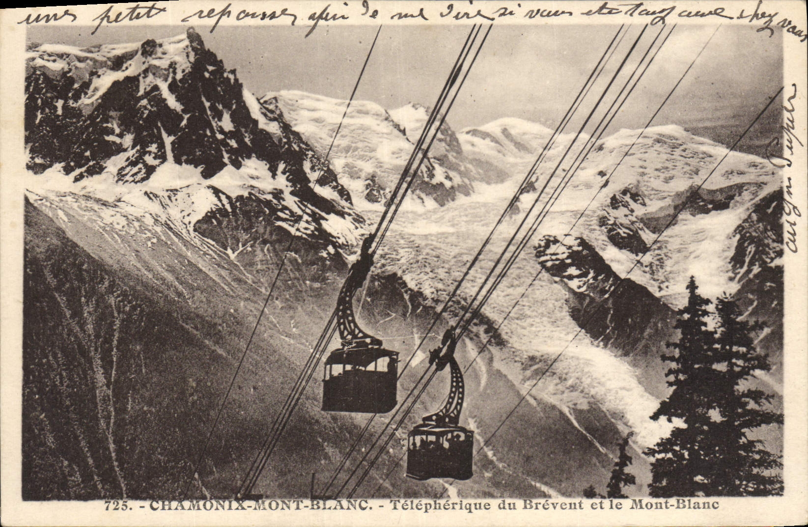 CPA Chamonix Mont BlancTelepherique du Brevent et le Mont Blanc