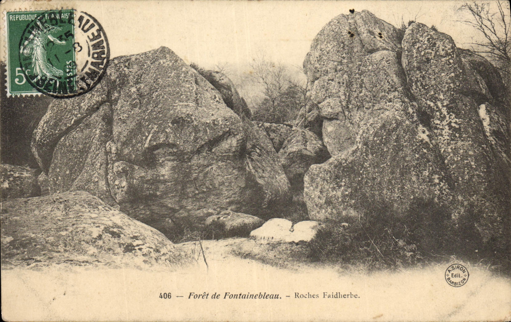 VINTAGE POSTCARD Drill of Fontainebleau Faidherbe Rocks