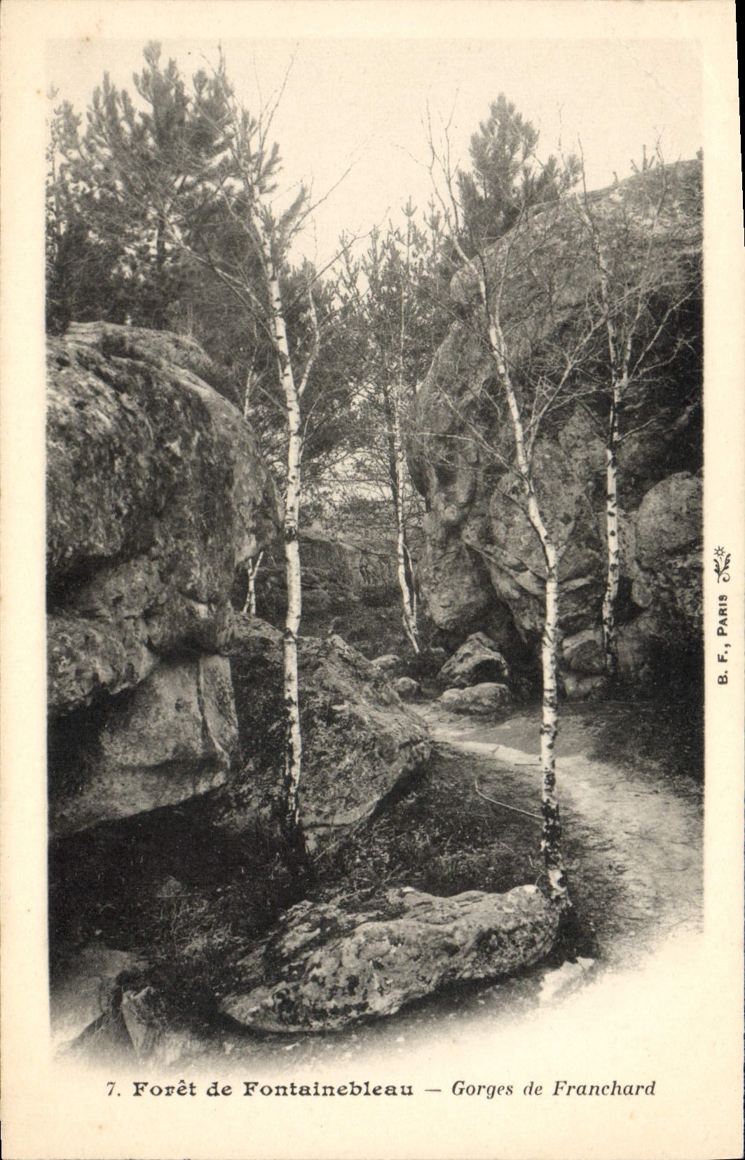 VINTAGE POSTCARD Drill De Fontainebleau Falls of Franchard