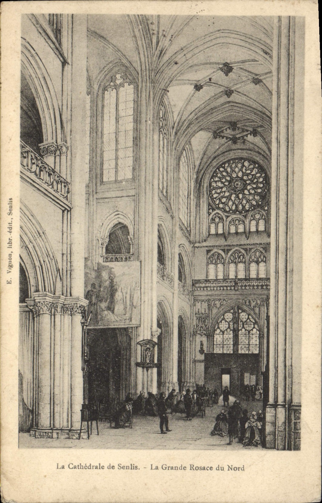 VINTAGE POSTCARD the Cathedral De Senlis the Large Rosette Of North