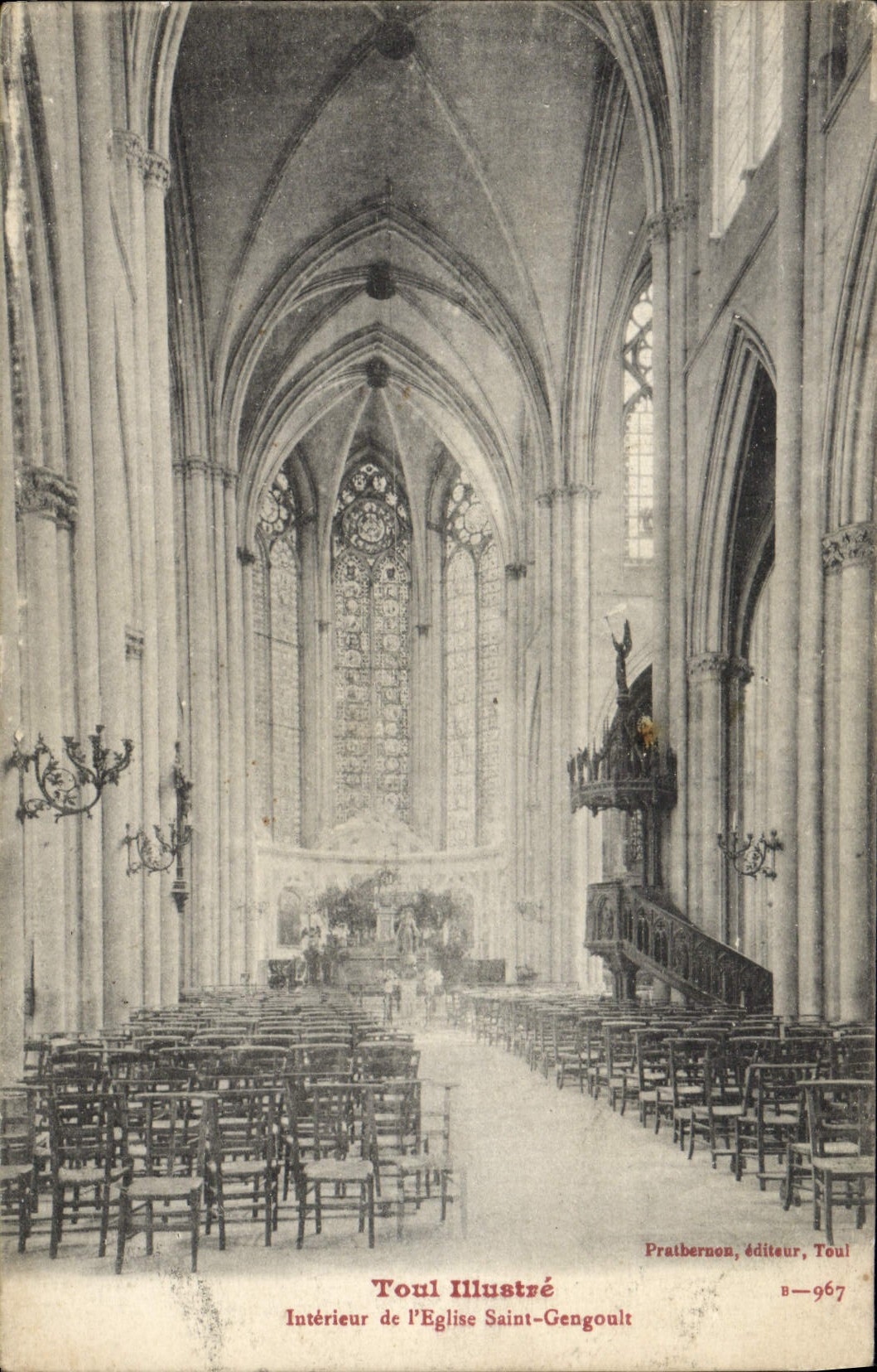 VINTAGE POSTCARD Toul Illustrates Interior De I' Eglise Gengoult Saint