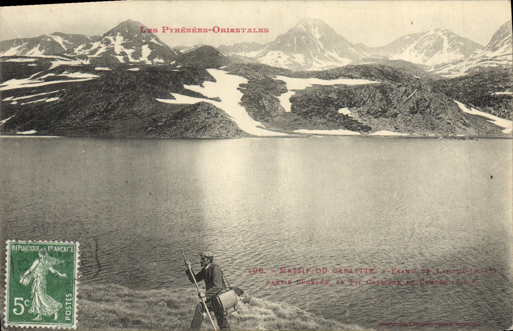 VINTAGE POSTCARD the Pyrenees Solid mass of Carlitte Pond of Lanoux