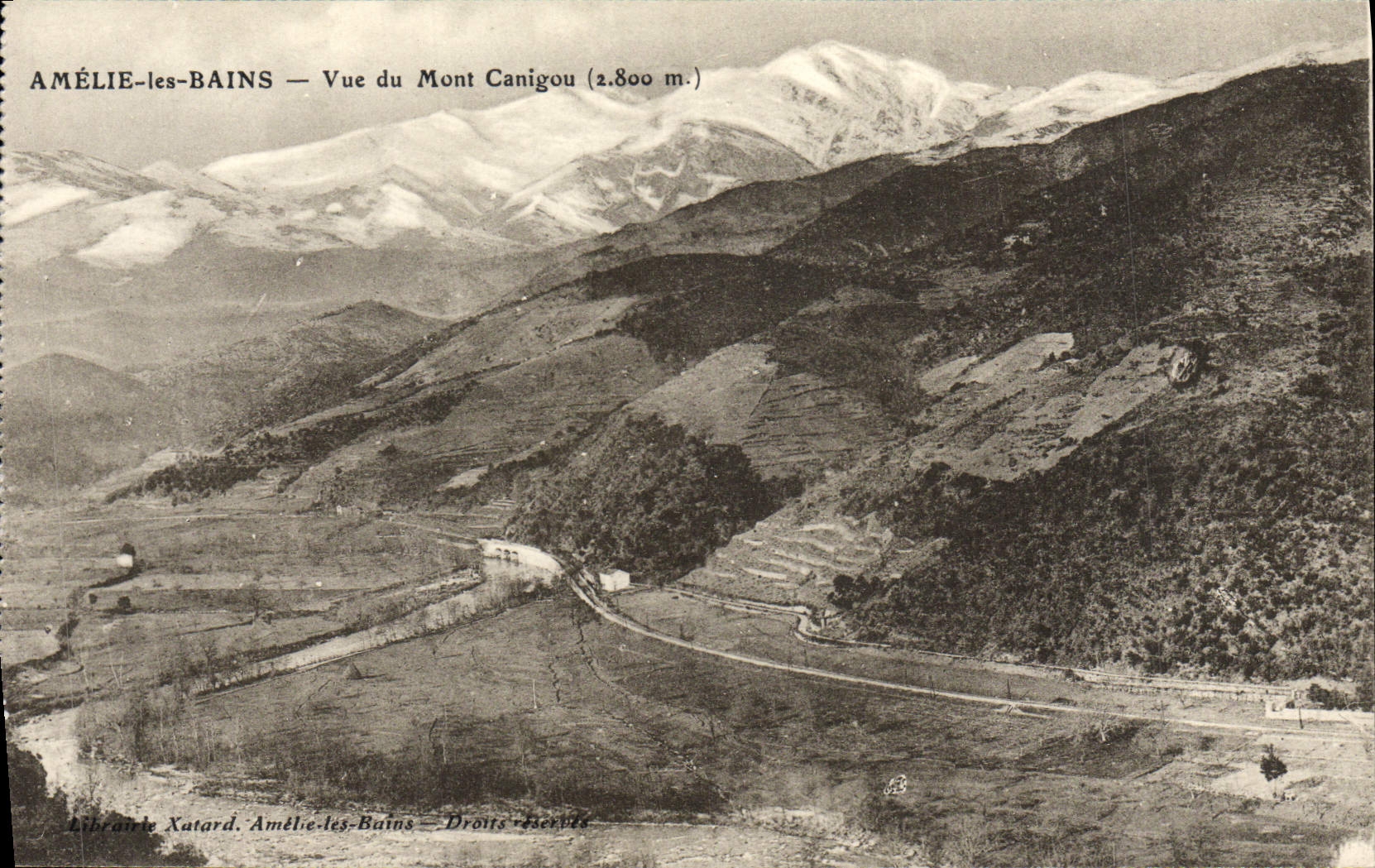 VINTAGE POSTCARD Amelie Les Bains Seen Of the Canigou Mount