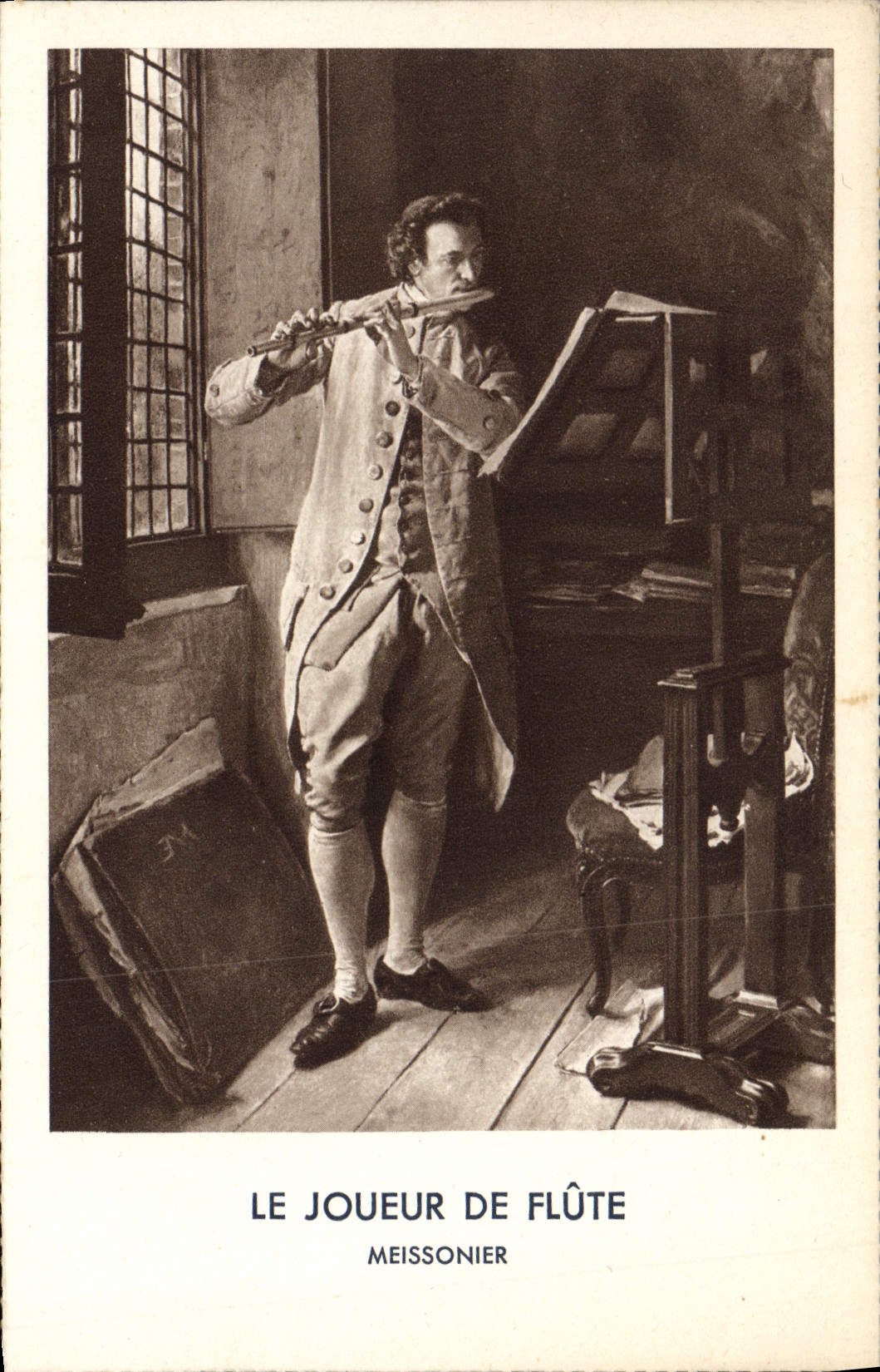 VINTAGE POSTCARD the Player De Flote Meissonier