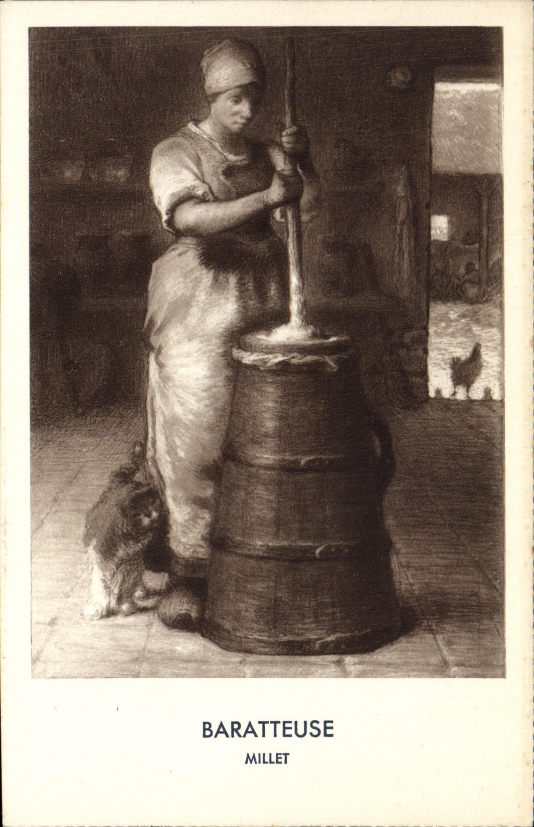 VINTAGE POSTCARD Baratteuse Millet Cat