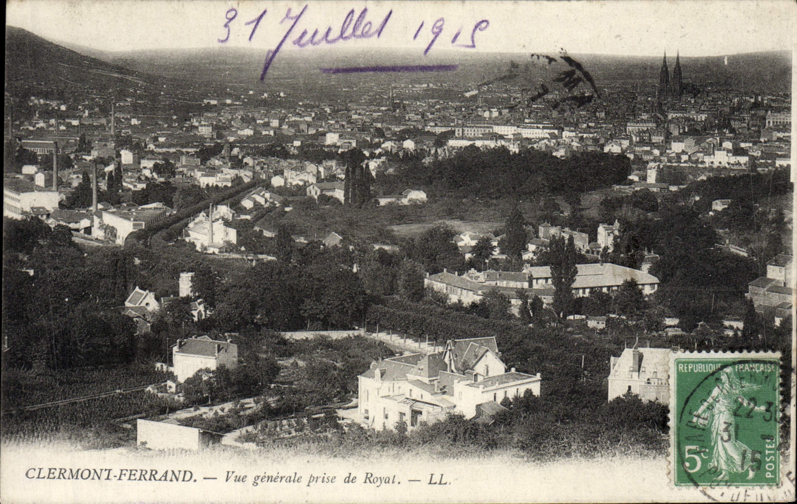 POSTAL Clermont-Ferrand View Taken De Royat de la VENDIMIA