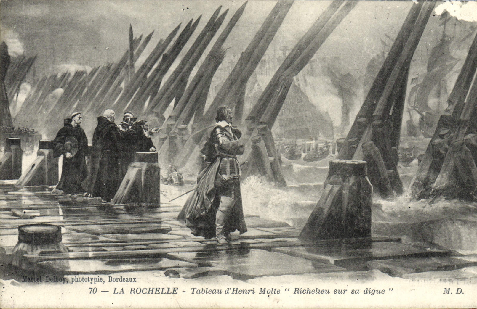 VINTAGE POSTCARD La Rochelle Table Of Henri Molte Richelieu on his dam