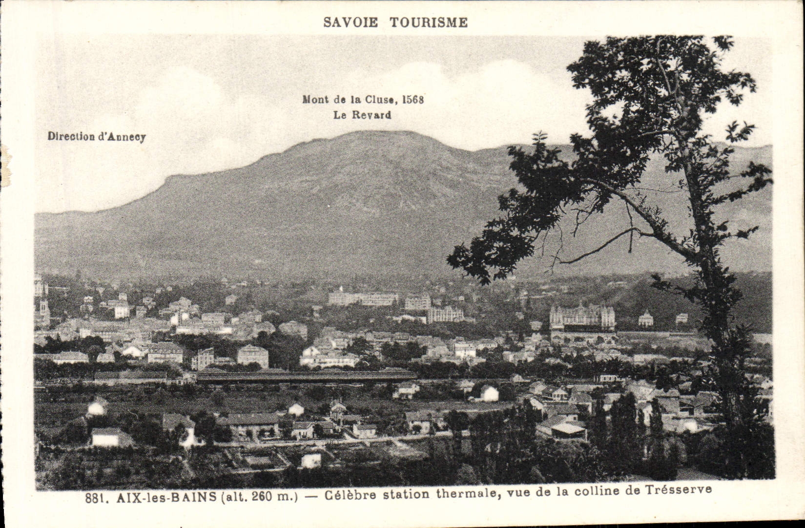 VINTAGE POSTCARD Aix Les Bains Celebrates thermal spa sight of the hill of Tresserve